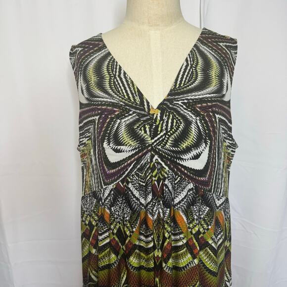 Chico's Size 3/XL Tribal Chevron Print Sleeveless Twist-Front Maxi Dress - Picture 3 of 7